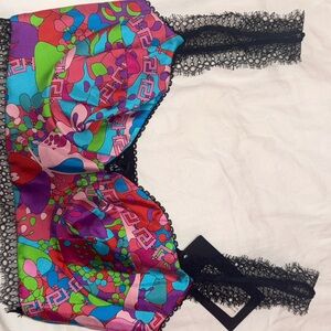 Versace Multicolor Lace Trim Top